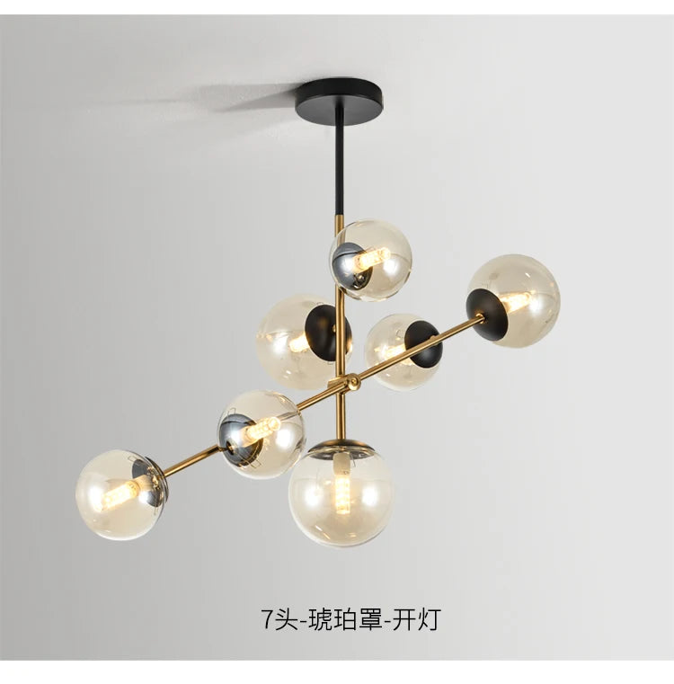 Lighting - Nordic chandelier Minimalist Creative minimalist decor light Molecular Lamp Dining Room Glass Ball black and gold chandelier