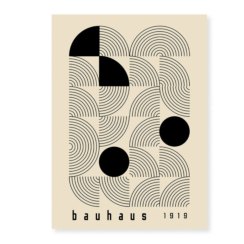 Artwork - Boho Bauhaus Wall Art Canvas | Mid-Century Modern Abstract Poster