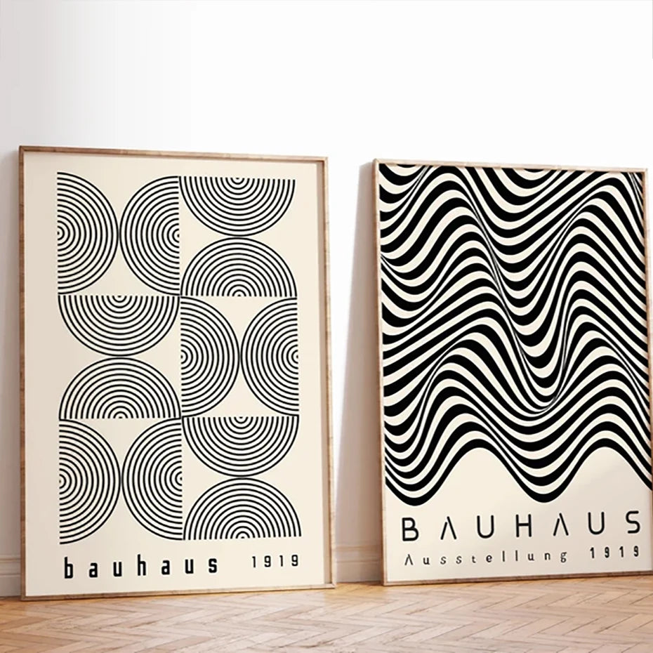 Artwork - Boho Bauhaus Wall Art Canvas | Mid-Century Modern Abstract Poster