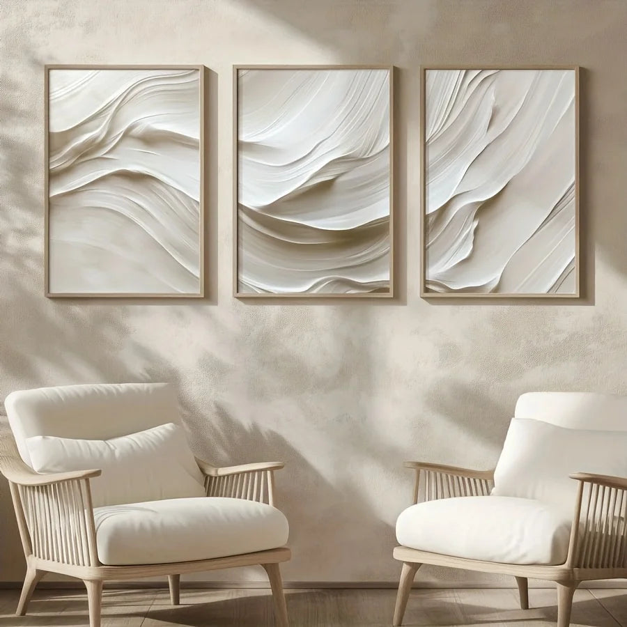 Artwork - Abstract Contemporary Neutral Triptych Line Art – Set of 3 Canvas Prints