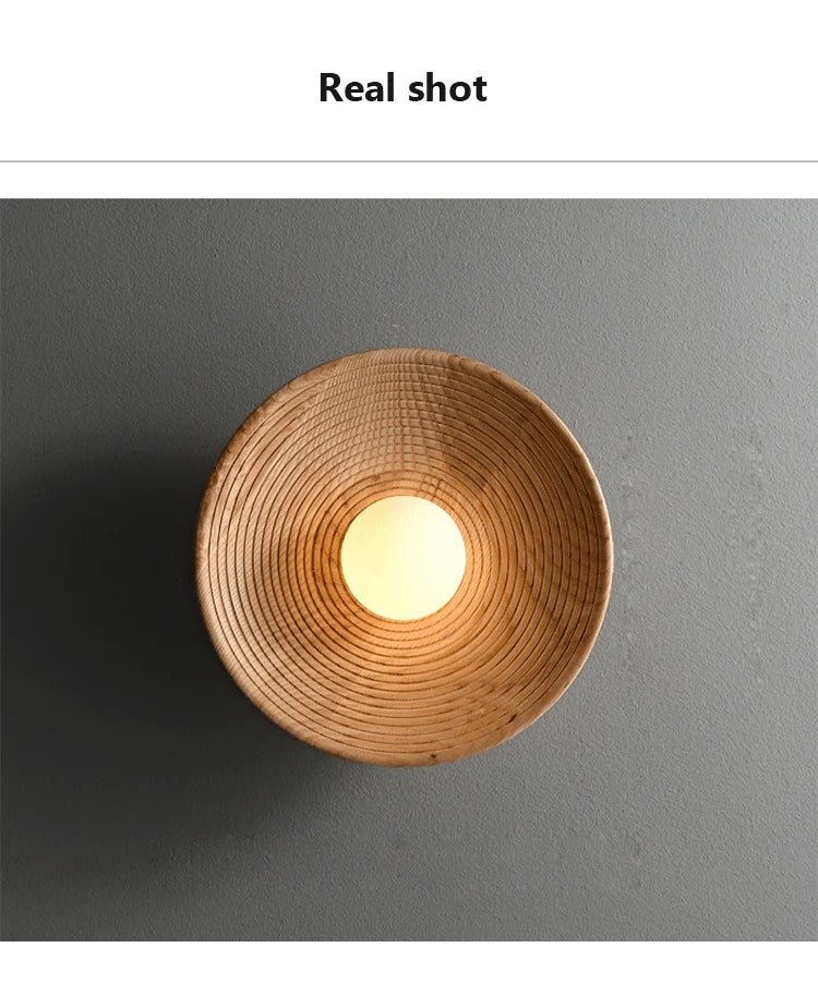 Lighting - Japanese Retro Round Wooden Wall Lamp – Nordic Circle Wall Sconce