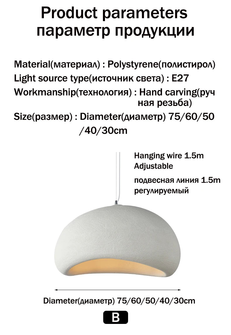 Lighting - Nordic Wabi Sabi Pendant Lamps Dining Room Lighting Modern Living Room Bedroom LED Ceiling Chandelier Loft Lustre Hanging Lights