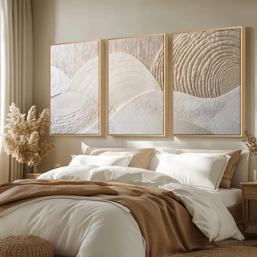 Artwork - Abstract Japandi Nature Triptych Wall Art – Set of 3 Canvas Prints