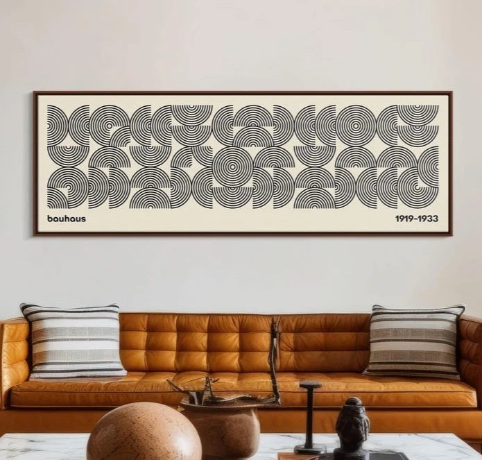 Artwork - Mid-Century Modern Bauhaus Canvas Wall Art – Horizontal Geometric Print