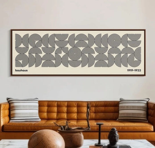 Artwork - Mid-Century Modern Bauhaus Canvas Wall Art – Horizontal Geometric Print
