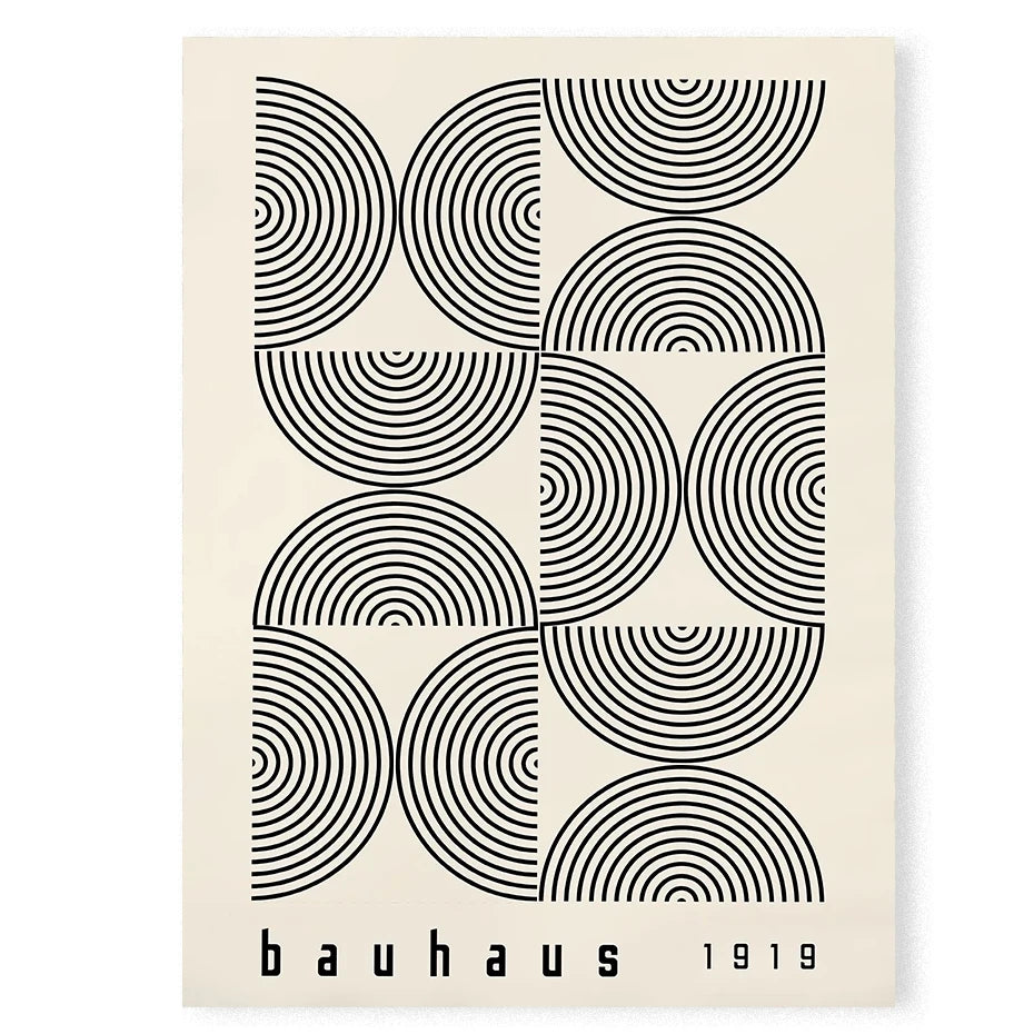 Artwork - Boho Bauhaus Wall Art Canvas | Mid-Century Modern Abstract Poster
