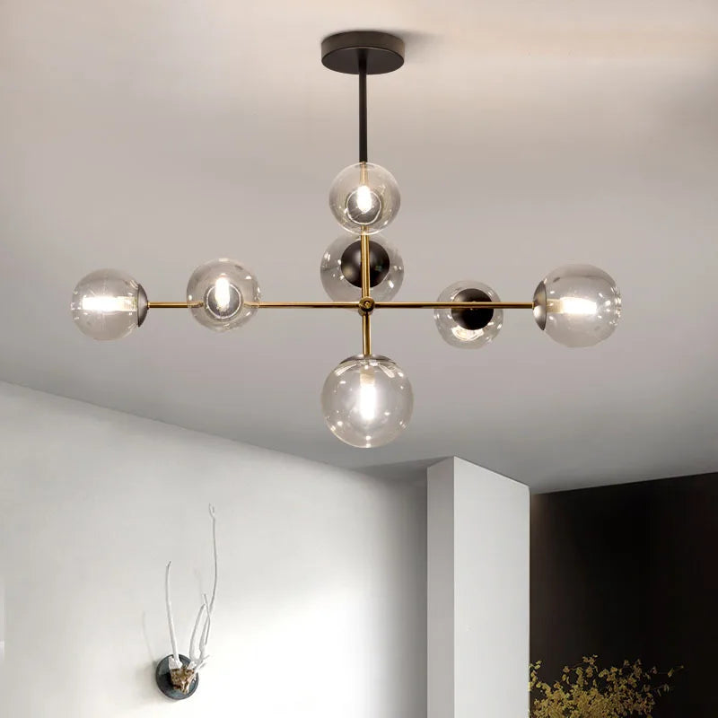 Lighting - Nordic chandelier Minimalist Creative minimalist decor light Molecular Lamp Dining Room Glass Ball black and gold chandelier