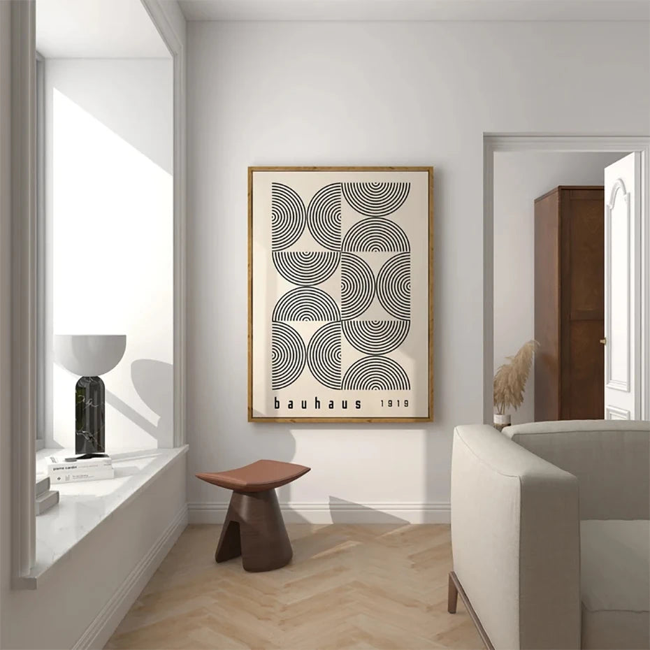 Artwork - Boho Bauhaus Wall Art Canvas | Mid-Century Modern Abstract Poster