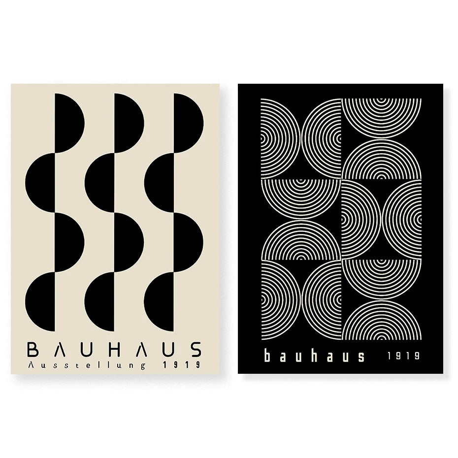 Artwork - Boho Bauhaus Wall Art Canvas | Mid-Century Modern Abstract Poster