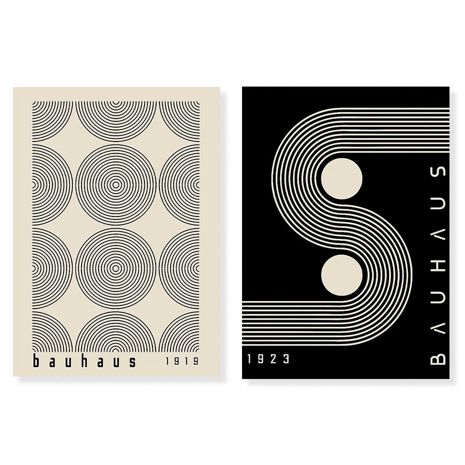 Artwork - Boho Bauhaus Wall Art Canvas | Mid-Century Modern Abstract Poster