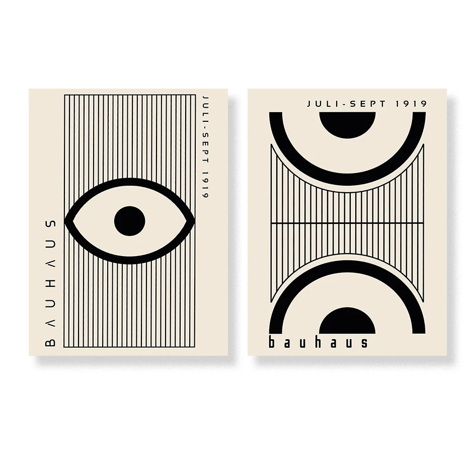 Artwork - Boho Bauhaus Wall Art Canvas | Mid-Century Modern Abstract Poster