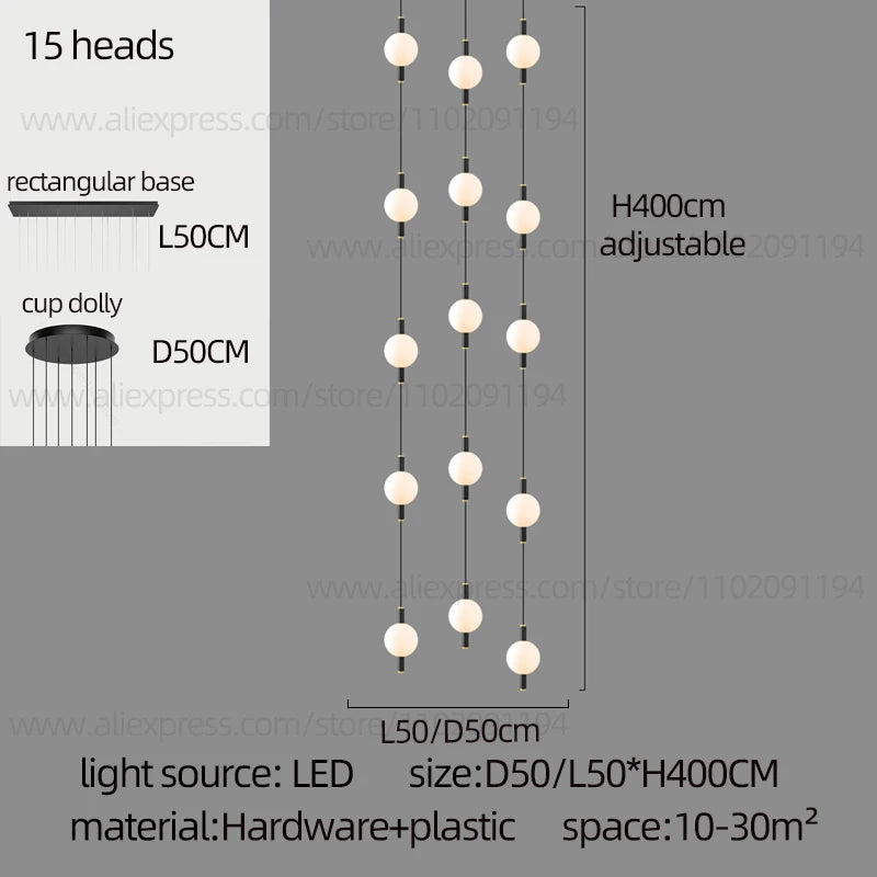 Lighting - Globe Chandelier Designer Villa Living Room Dining Table Apartment Hanging Lamps Nordic Modern Attic Double Staircase Pendant