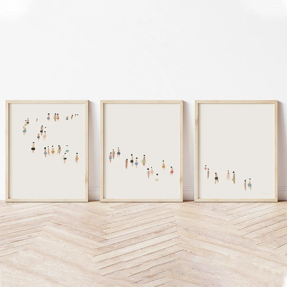 Artwork - Abstract Minimalist Neutral Triptych Wall Art – Set of 3 Canvas Prints