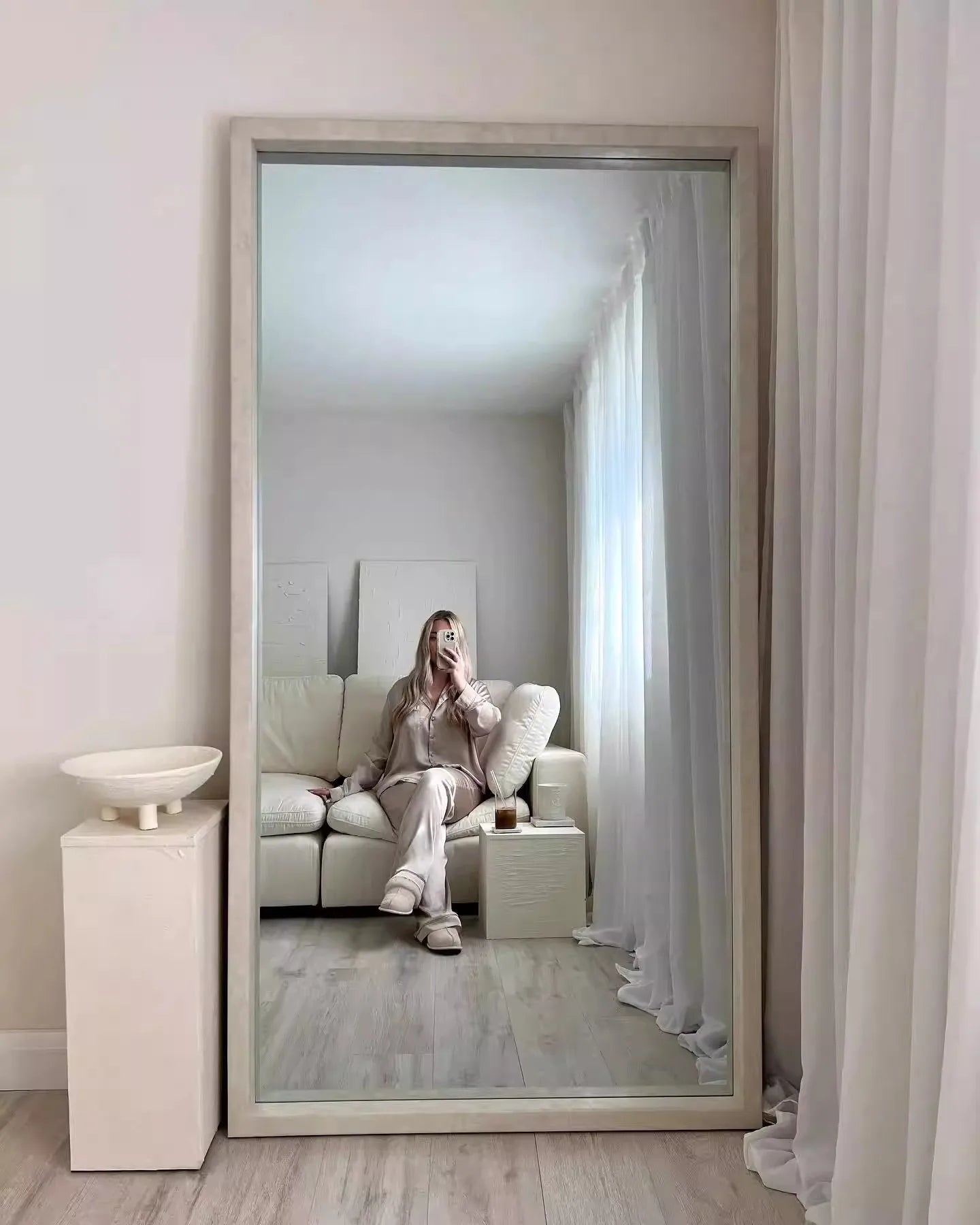 Home Decor - Mirror French Style Full‑Length — Wooden Arched Frame Home Decor