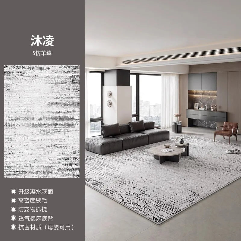 Rug - Modern Scandi Area Rug, Spill-Proof Easy Clean Carpet for Living Room and Bedroom, Plush Sofa Mat with Non-Slip Backing