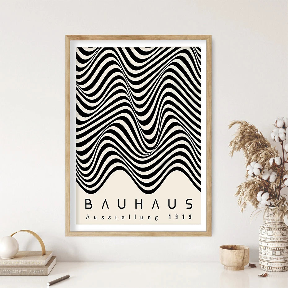 Artwork - Boho Bauhaus Wall Art Canvas | Mid-Century Modern Abstract Poster