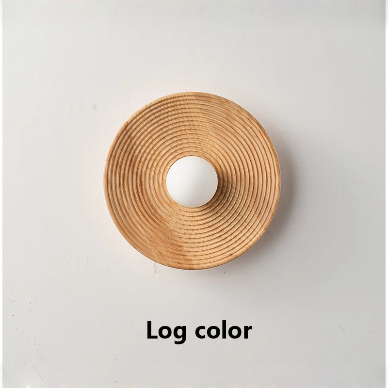 Lighting - Japanese Retro Round Wooden Wall Lamp – Nordic Circle Wall Sconce