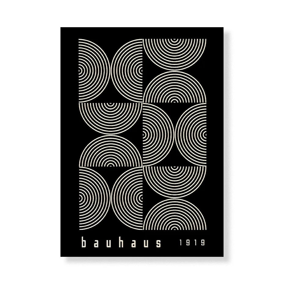 Artwork - Boho Bauhaus Wall Art Canvas | Mid-Century Modern Abstract Poster