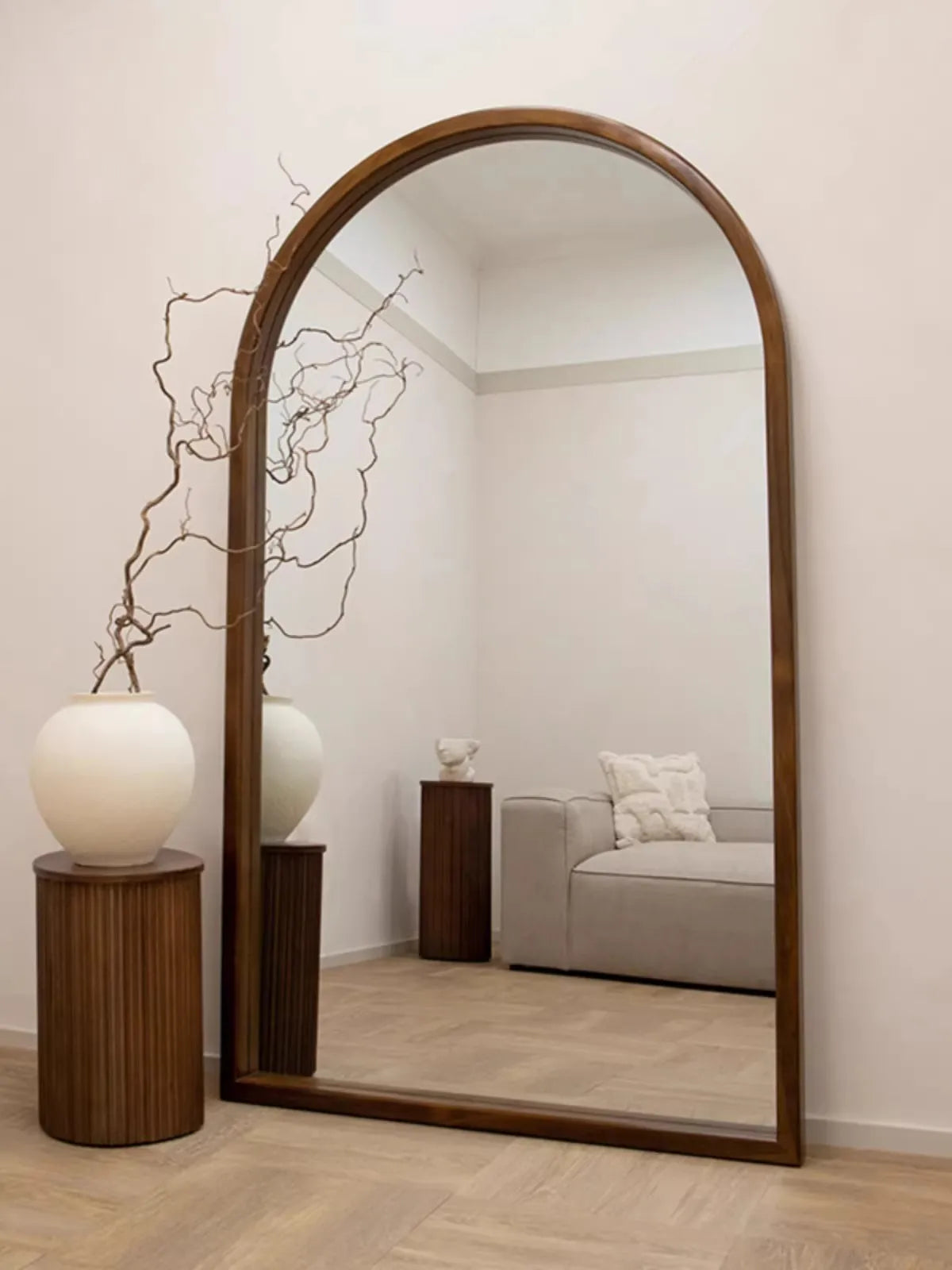 Home Decor - Mirror French Style Full‑Length — Wooden Arched Frame Home Decor