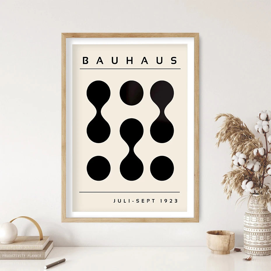 Artwork - Boho Bauhaus Wall Art Canvas | Mid-Century Modern Abstract Poster