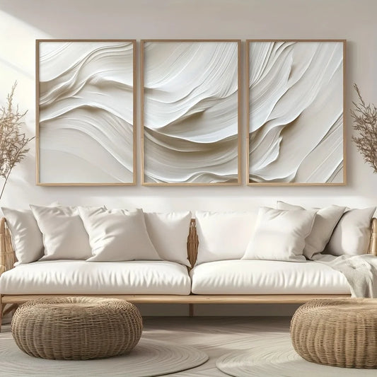 Artwork - Abstract Contemporary Neutral Triptych Line Art – Set of 3 Canvas Prints