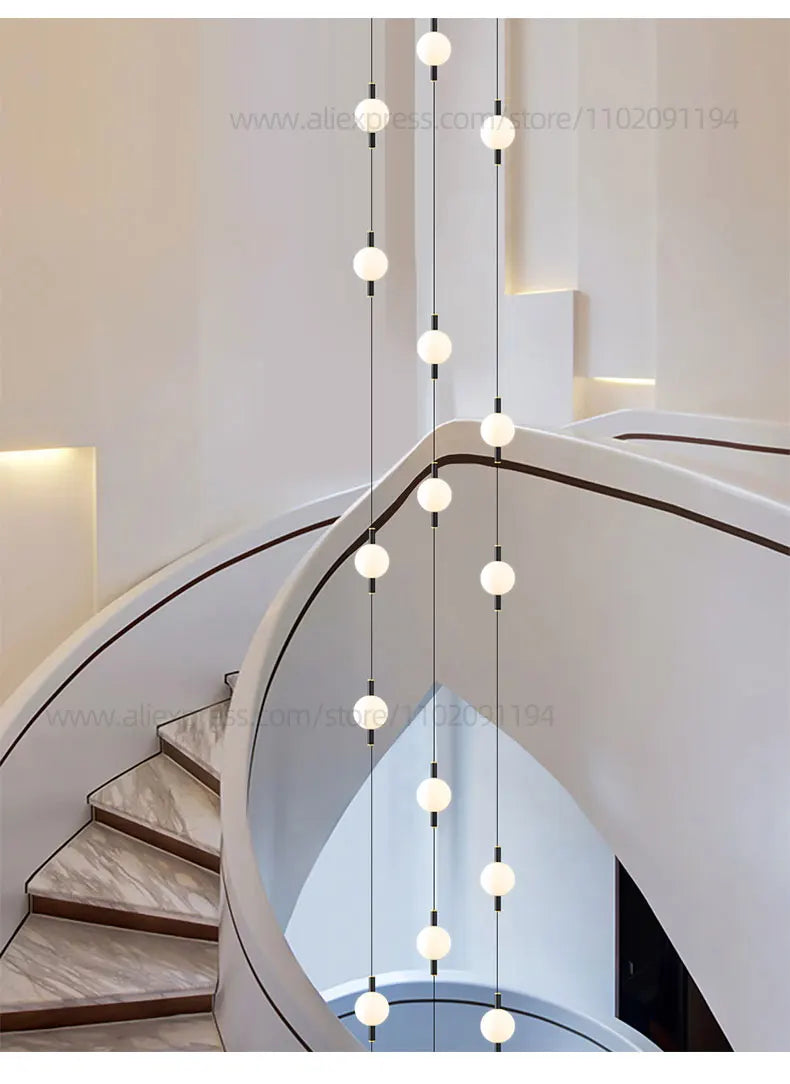 Lighting - Globe Chandelier Designer Villa Living Room Dining Table Apartment Hanging Lamps Nordic Modern Attic Double Staircase Pendant