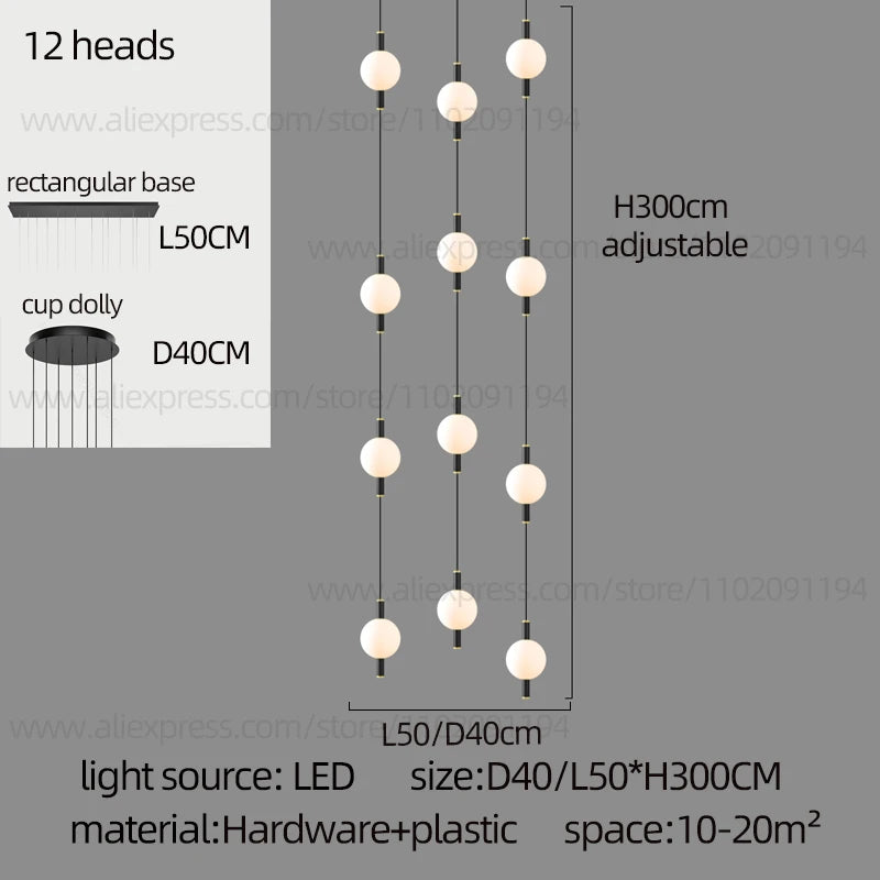 Lighting - Globe Chandelier Designer Villa Living Room Dining Table Apartment Hanging Lamps Nordic Modern Attic Double Staircase Pendant