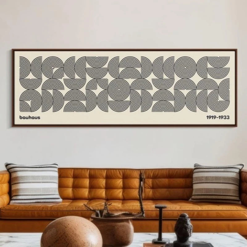 Artwork - Mid-Century Modern Bauhaus Canvas Wall Art – Horizontal Geometric Print