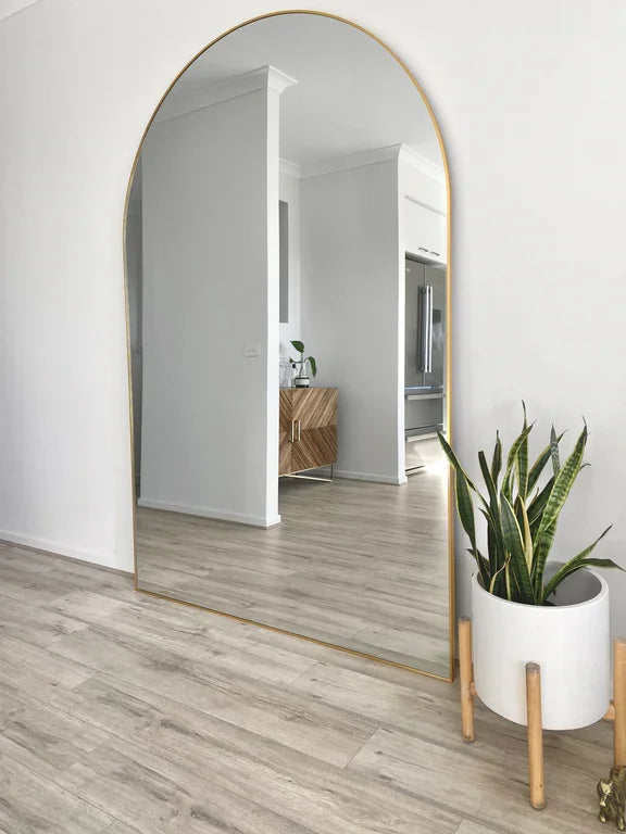 Home Decor - Mirror Large Black Arched Full-Length – Metal Frame Design