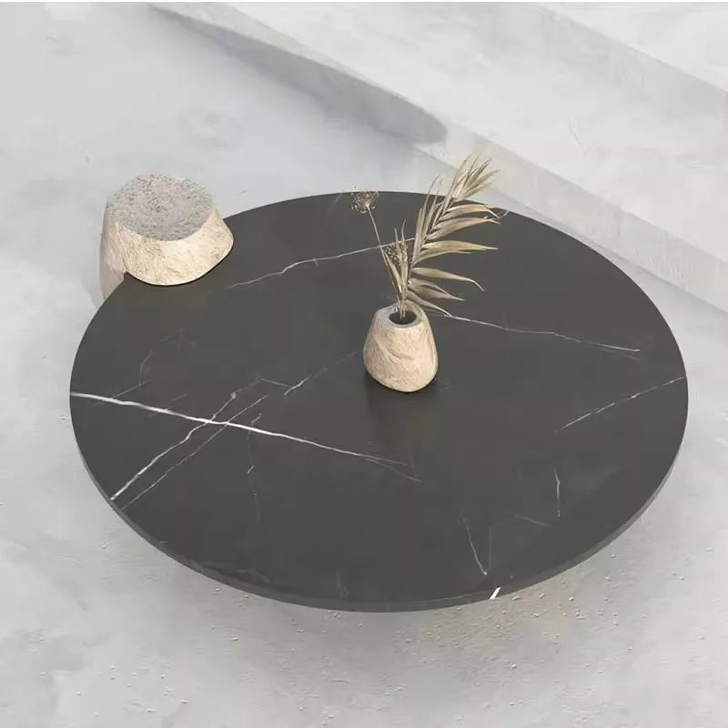 Home Decor - Side Coffee Table Marble Black Design Stone Modern, Living Room Custom River Stone Garden Round Marble Modern Coffee Table