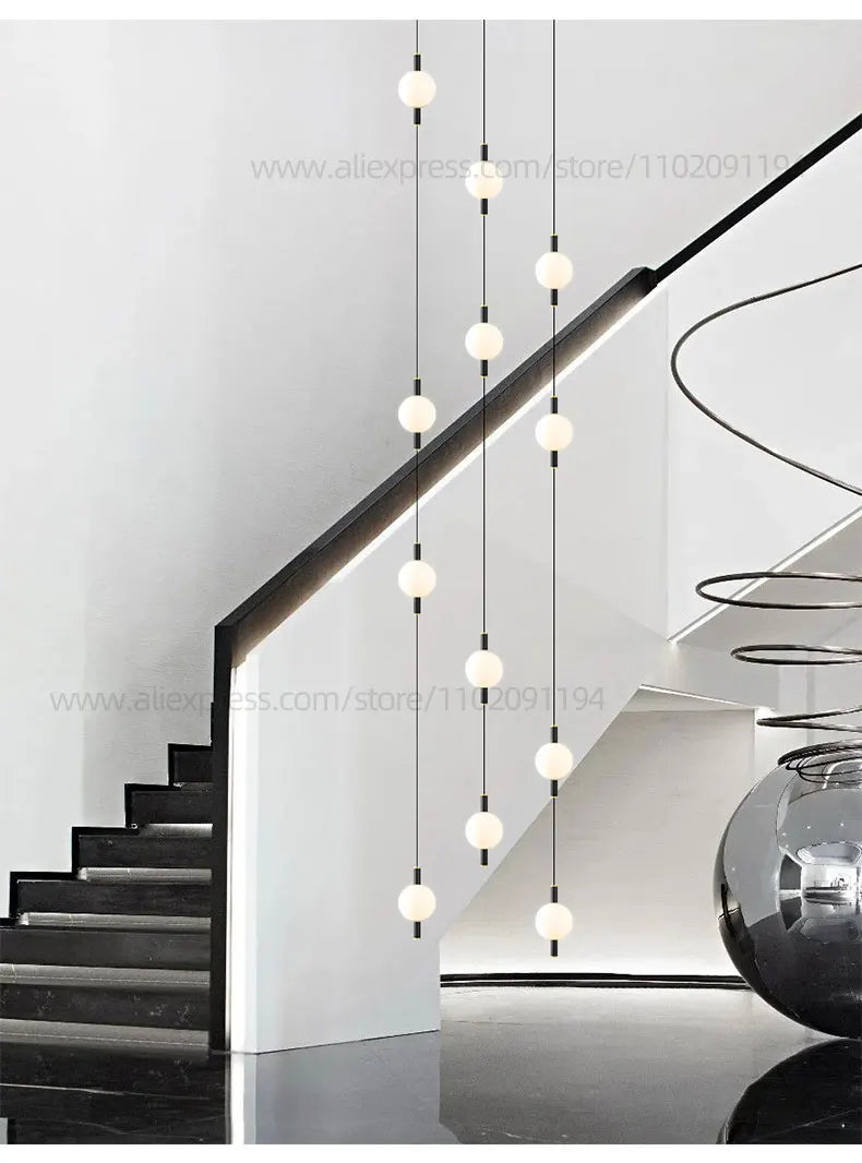 Lighting - Globe Chandelier Designer Villa Living Room Dining Table Apartment Hanging Lamps Nordic Modern Attic Double Staircase Pendant