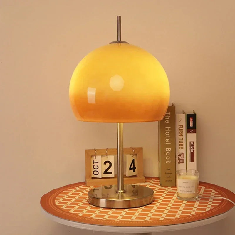 Lighting - Bauhaus Retro Glass Table Lamp – Gradient Orange Mushroom LED Lamp