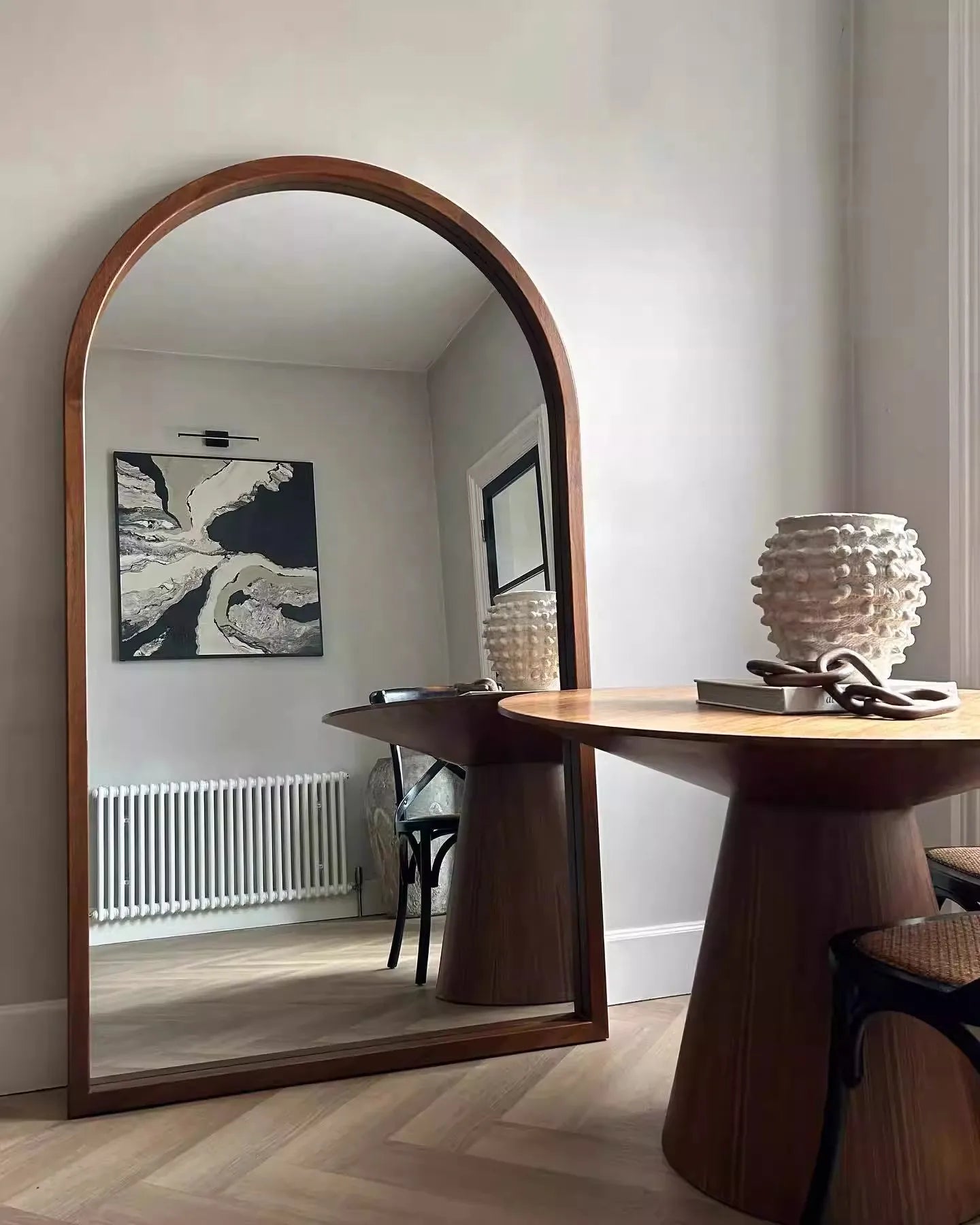Home Decor - Mirror French Style Full‑Length — Wooden Arched Frame Home Decor