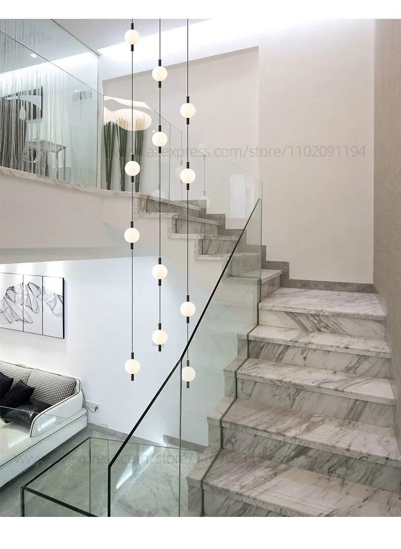 Lighting - Globe Chandelier Designer Villa Living Room Dining Table Apartment Hanging Lamps Nordic Modern Attic Double Staircase Pendant