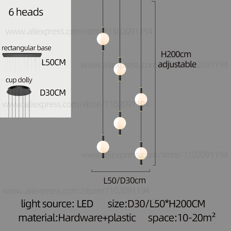 Lighting - Globe Chandelier Designer Villa Living Room Dining Table Apartment Hanging Lamps Nordic Modern Attic Double Staircase Pendant