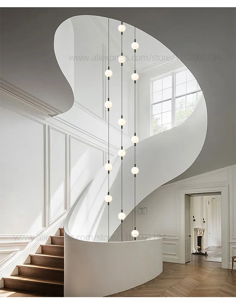Lighting - Globe Chandelier Designer Villa Living Room Dining Table Apartment Hanging Lamps Nordic Modern Attic Double Staircase Pendant