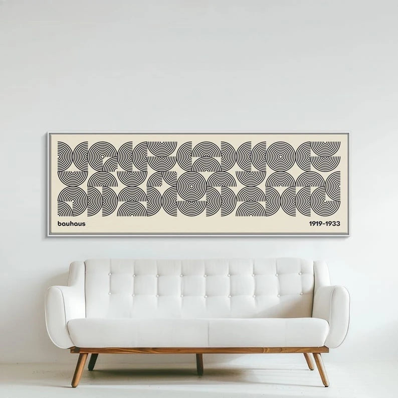 Artwork - Mid-Century Modern Bauhaus Canvas Wall Art – Horizontal Geometric Print