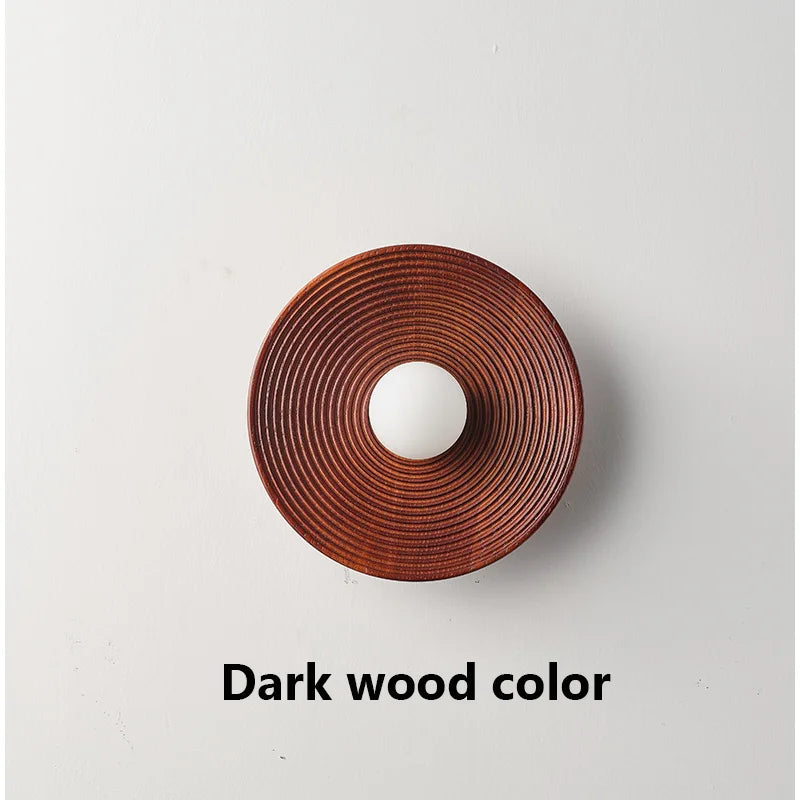 Lighting - Japanese Retro Round Wooden Wall Lamp – Nordic Circle Wall Sconce