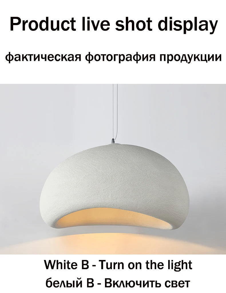 Lighting - Nordic Wabi Sabi Pendant Lamps Dining Room Lighting Modern Living Room Bedroom LED Ceiling Chandelier Loft Lustre Hanging Lights
