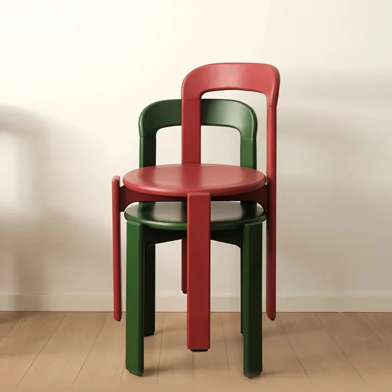 Home Decor - Rey Chair Nordic Beech Solid Wood Plywood Dining Stackable Vintage Curved Backrest Swiss Chair