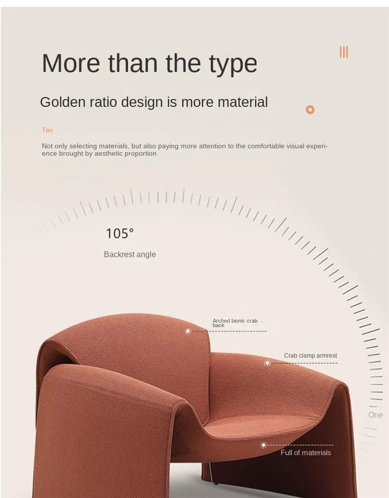 Home Decor - MOMO Crab Chair Single Chair Living Room Light Luxury Italian Minimalist High-end Creative Leisure Single Designer Sofa Chair