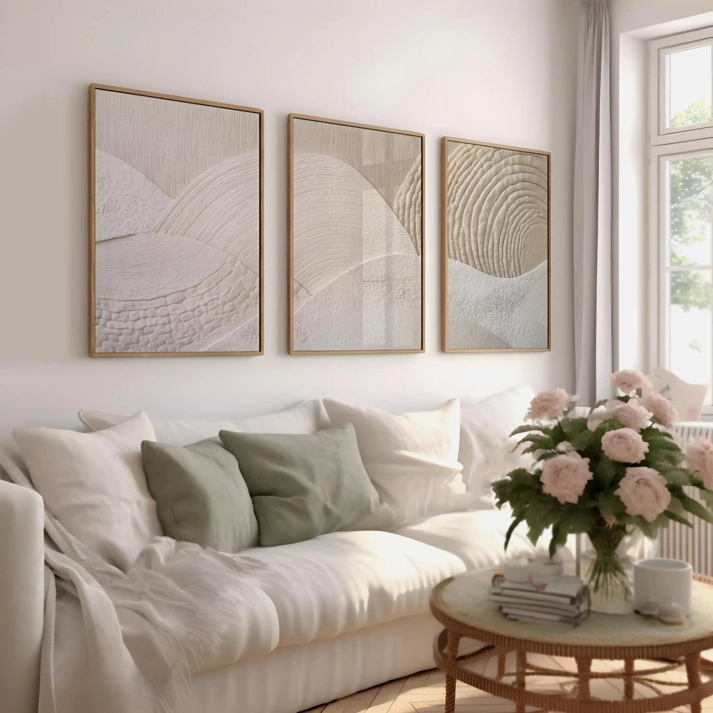 Artwork - Abstract Japandi Nature Triptych Wall Art – Set of 3 Canvas Prints