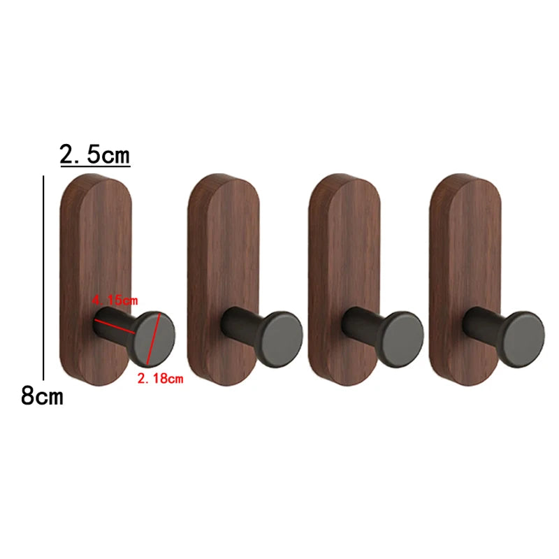 Home Decor - Scandinavian Solid Wood Handle Clothes Hook Coat Hook Wall-mounted Hook Punch-free Door Clothes Hanger Pebble Shape Cabinet Door