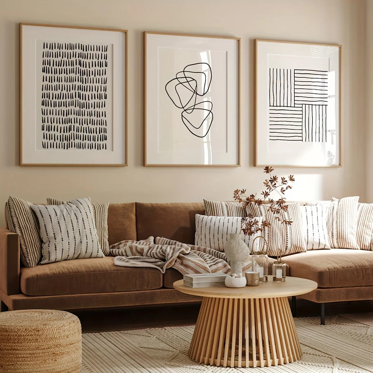 Artwork - Abstract Triptych Line Art – Set of 3 Canvas Prints