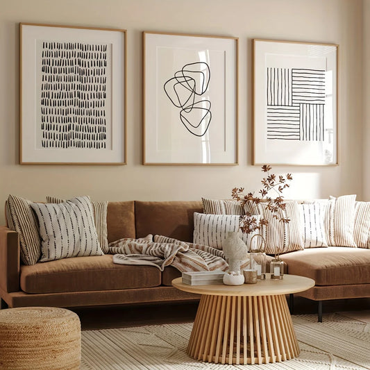Artwork - Abstract Triptych Line Art – Set of 3 Canvas Prints
