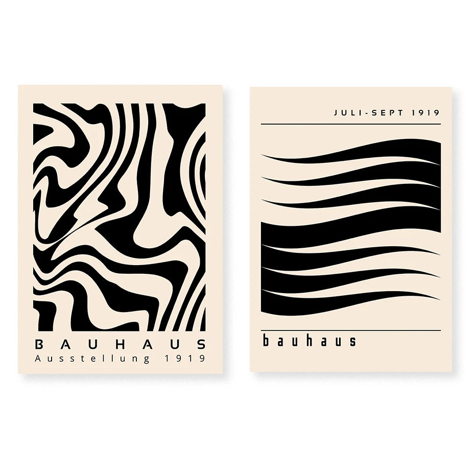 Artwork - Boho Bauhaus Wall Art Canvas | Mid-Century Modern Abstract Poster