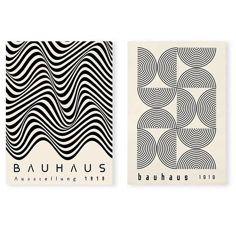 Artwork - Boho Bauhaus Wall Art Canvas | Mid-Century Modern Abstract Poster