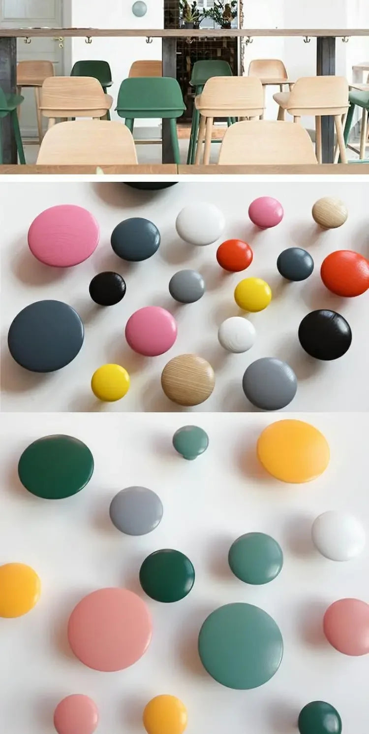Home Decor - Decorative Wooden Coat Rack – Round Mushroom Wall Hooks